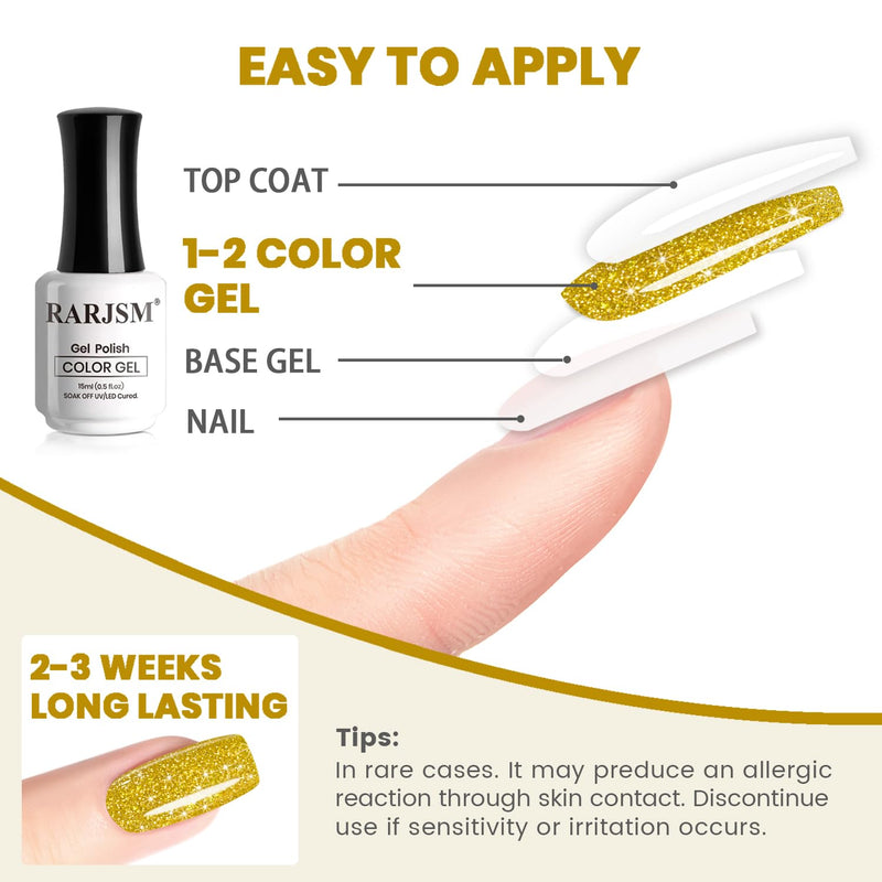 Easy to apply top coat 1-2 color gel base gel nail 2-3 weeks long-lasting tutorial tips allergic reaction sensitivity golden

