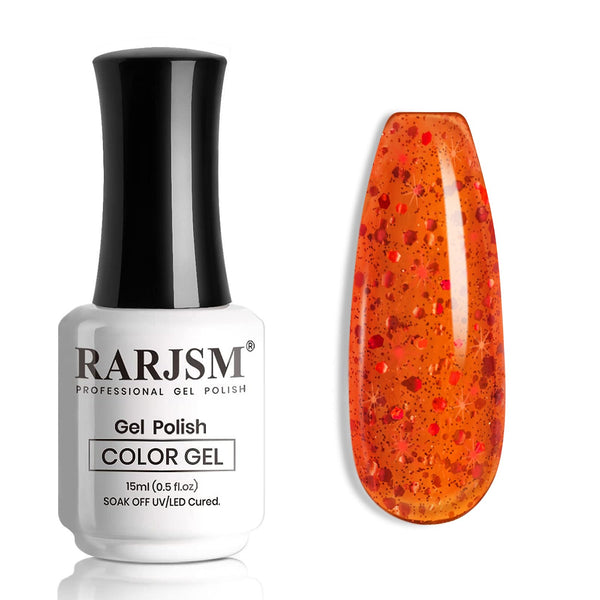 Fiery Amber Jelly Glitter Gel Nail Polish 15ml #946