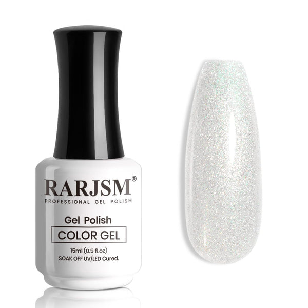 Smalto per unghie in gel glitterato bianco argento 15 ml