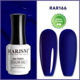 RARJSM Navy Blue RAR166 gel polish bottle 15ml with deep royal sapphire creamy finish swatch TPO HEMA free
