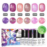 TPO HEMA free glitter gel polish bottles 6 colors set low odor non-toxic EU certified safe vegan formula
