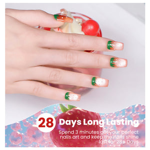 28 Days Long Lasting fruits series cat eye gel polish green orange jelly gradient french nails perfect shine
