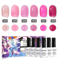 Pink Jelly Kristall Gel Nagellack Set - 6 durchscheinende Farbtöne von Nude bis Rose 7,5 ml TPO HEMA frei