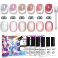 Sparkle Diamond Cat Eye Gel Nagellack Set - 6 Schimmernde Nude Farben mit Magnetischem Stab 7,5ml TPO HEMA Frei