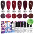 Starry Night Roter Glitzer-Gel-Lack Set - 6 Tiefe Kosmische Schimmerfarben 7,5 ml