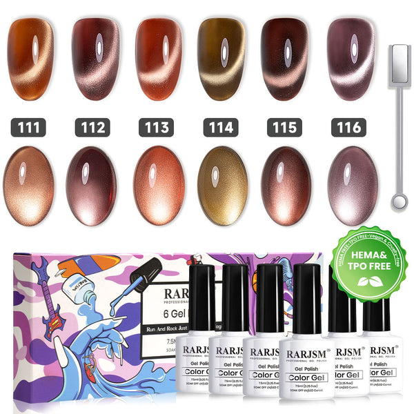 6 Colors Amber Moonlight Cat Eye Gel Nail Polish Set 7.5 ml