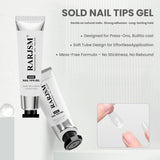Solid nail tips gel press-on nails strong adhesion long-lasting hold gentle natural nails soft tube design mess-free formula
