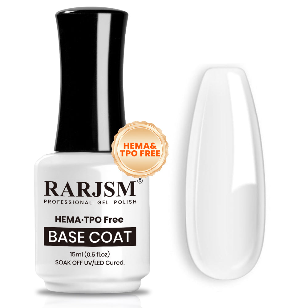 RARJSM HEMA TPO free base coat 15ml 0.5 fl.oz professional gel polish foundation strong adhesion vegan
