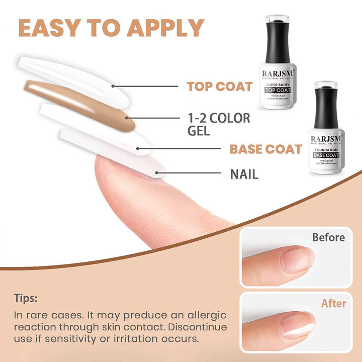 RARJSM ® Gel Nail Polish Base and Top Coat| 15ml 2pcs