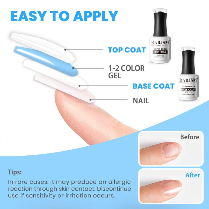 RARJSM ® Gel Nail Polish Base and Top Coat| 15ml 2pcs