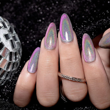 Galaxy Cat Eye Nails Holographic Rainbow Starry Sky Effect