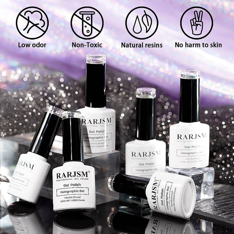 Holographic Cat Eye Gel Polish 6 Colors Rainbow Galaxy Collection