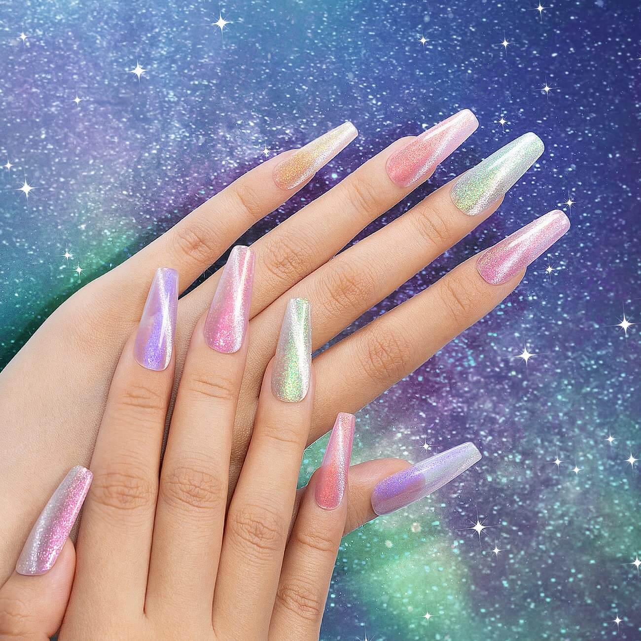 Aurora Cat Eye Nails Velvet Galaxy Star Cloud Effect
