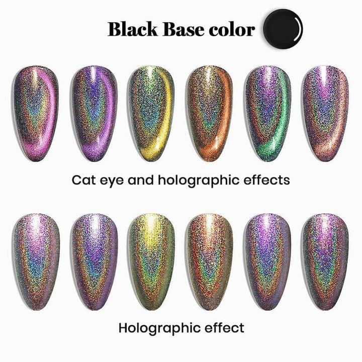 Rarjsm Holographic Rainbow Galaxy Cat Eye Gel Polish Kit $29.99