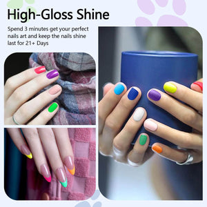 All In One Gel Set Base Coat Top Coat 20 Gorgeous Colors
