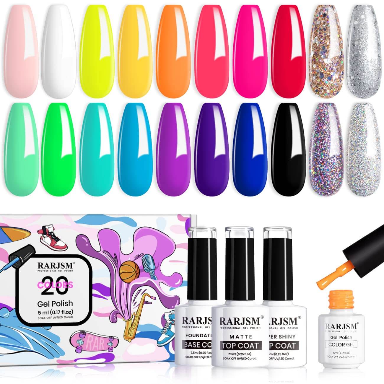 23 Pcs Gel Nail Polish Set TPO HEMA Free All In One Complete Kit 5ml