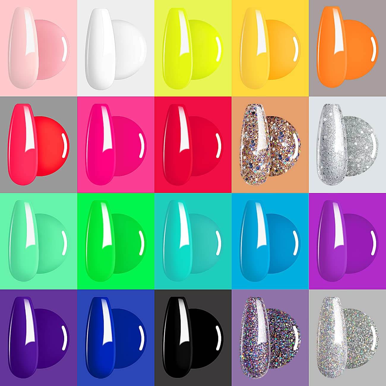 20 Colors Gel Polish Set with Base Top Coat All Seasons