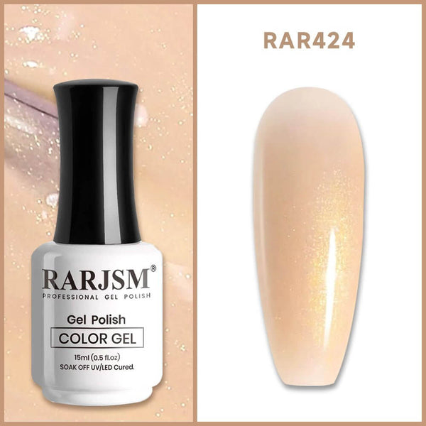 RARJSM ® Apricot Gold Shimmer Gel Nail Polish 15ml #424