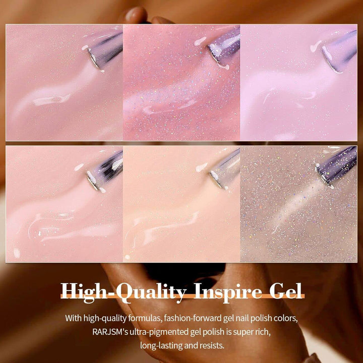 RARJSM ®Autumn Nude colors 6 pcs Shimmer Gel Nail Polish Set 7.5ml