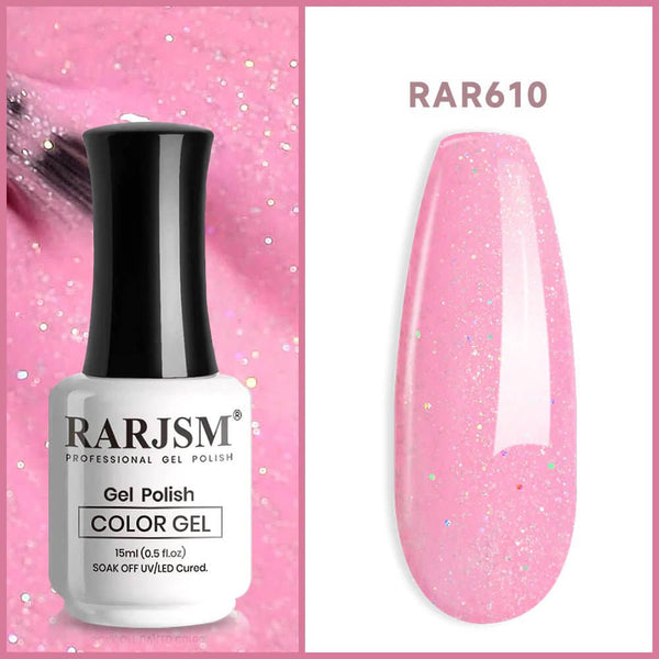 Barbie Hot Pink Rainbow Shimmer Gel Nail Polish 15ml #610 - RARJSM