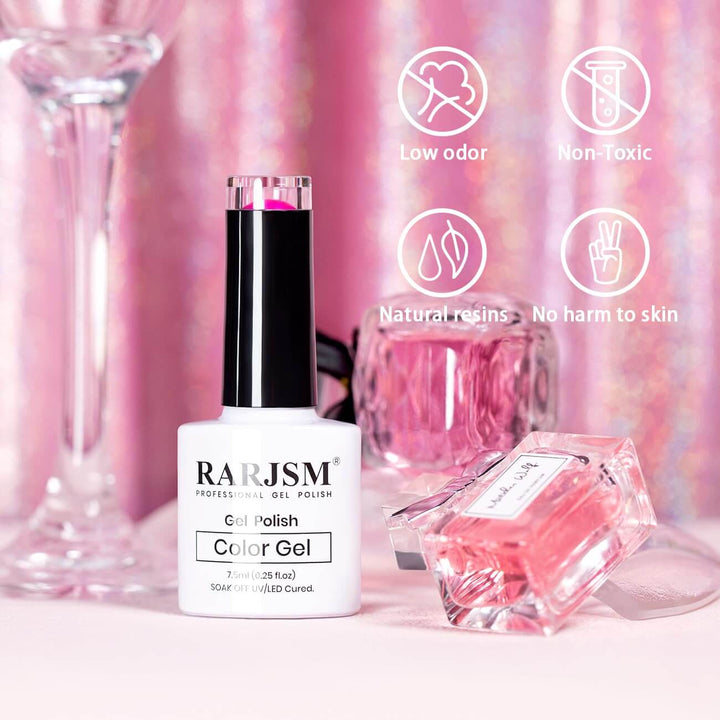 RARJSM ® Barbie Pink 2-in-1 Thread pearl gel nail polish 7.5ml #537