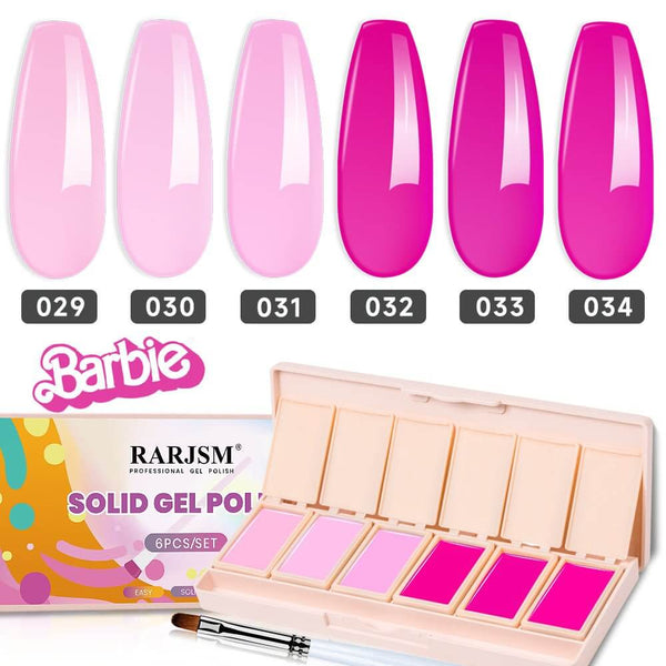 Rarjsm Barbie Pink Collection Solid Cream Gel Polish 6 Colors Set