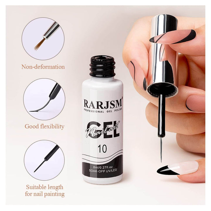 Black | RARJSM ® Nail Art Gel Liner Painting Nail Gel Polish | 8ml #10