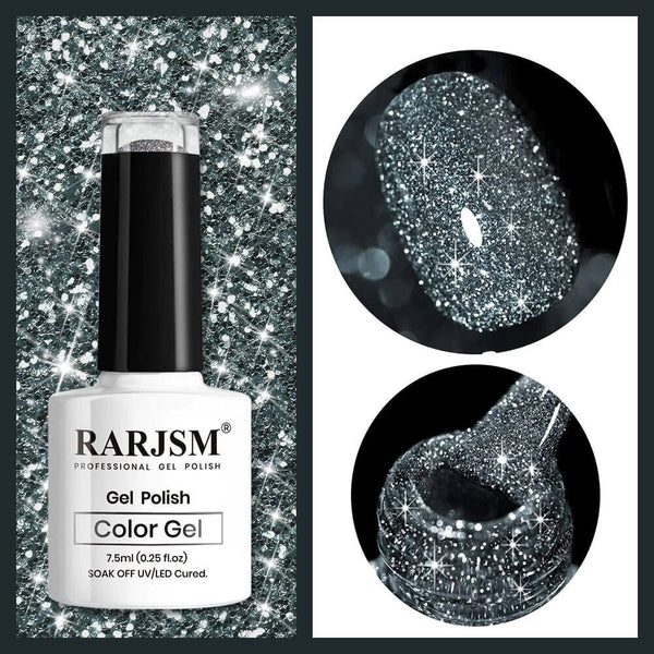 Black Sparkle Color | RARJSM ®Reflective Glitter Gel Nail Polish | 7.5ml #85