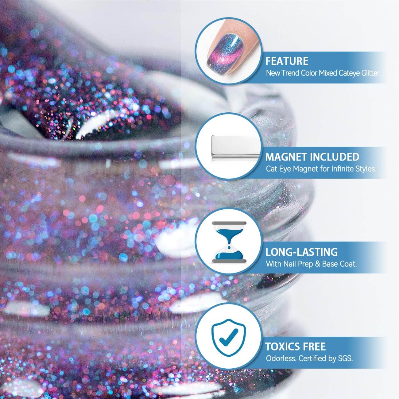 Galaxy Cat Eye Nails Eye-Catching Diamond Shimmer Look