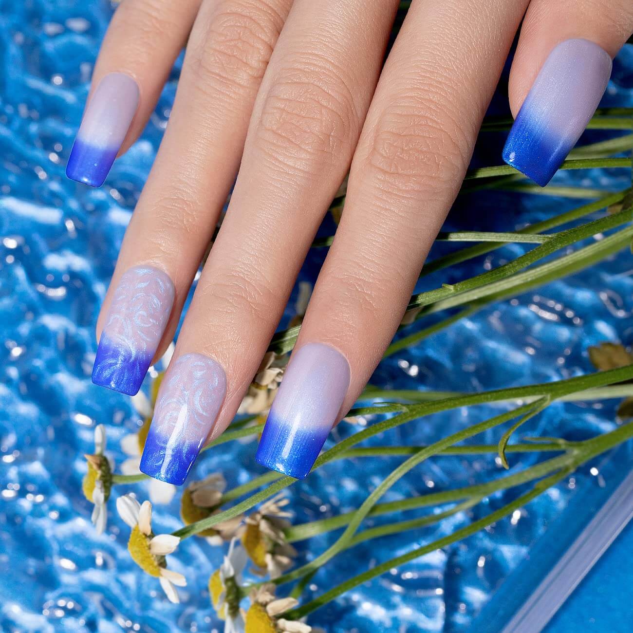 RARJSM ® Blue to Pink Color Changing Thread pearl gel nail polish 15ml