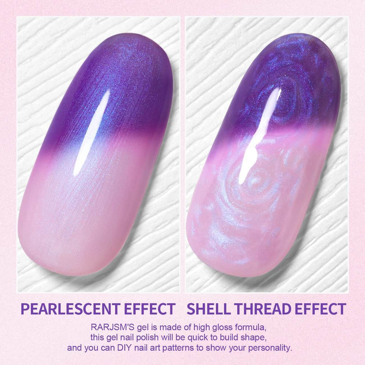 RARJSM ®Blue to purple Color Changing Thread pearl gel nail polish