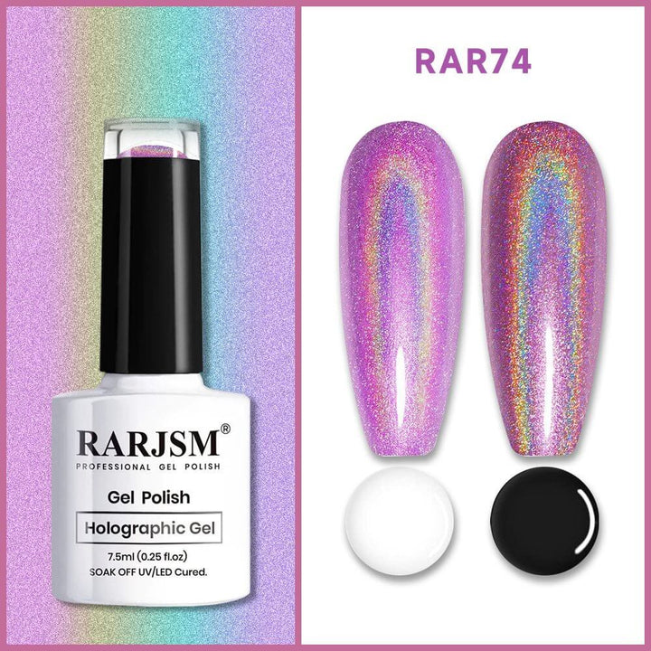 Bright Purple Holographic Gel Nail Polish-7.5ml #74 - RARJSM