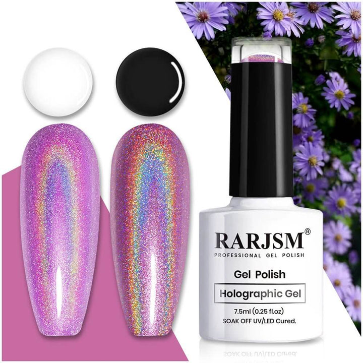 RARJSM ®Bright Purple Holographic Gel Nail Polish-7.5ml