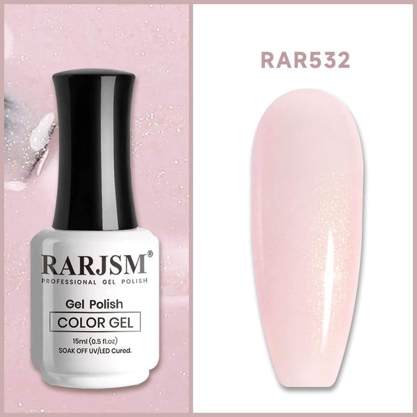 RARJSM ® Bubbly Pink Jelly Shimmer Gel Nail Polish 15ml #532