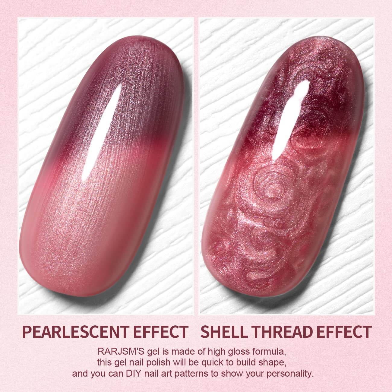 RARJSM ®Burgundy Red Color Changing Thread pearl gel nail polish