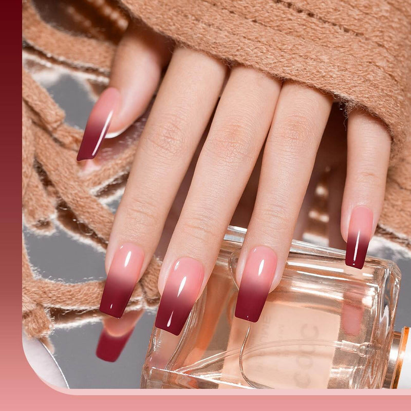 Burgundy Red to Pink Temperature color changing gel nail polish 15ml #703