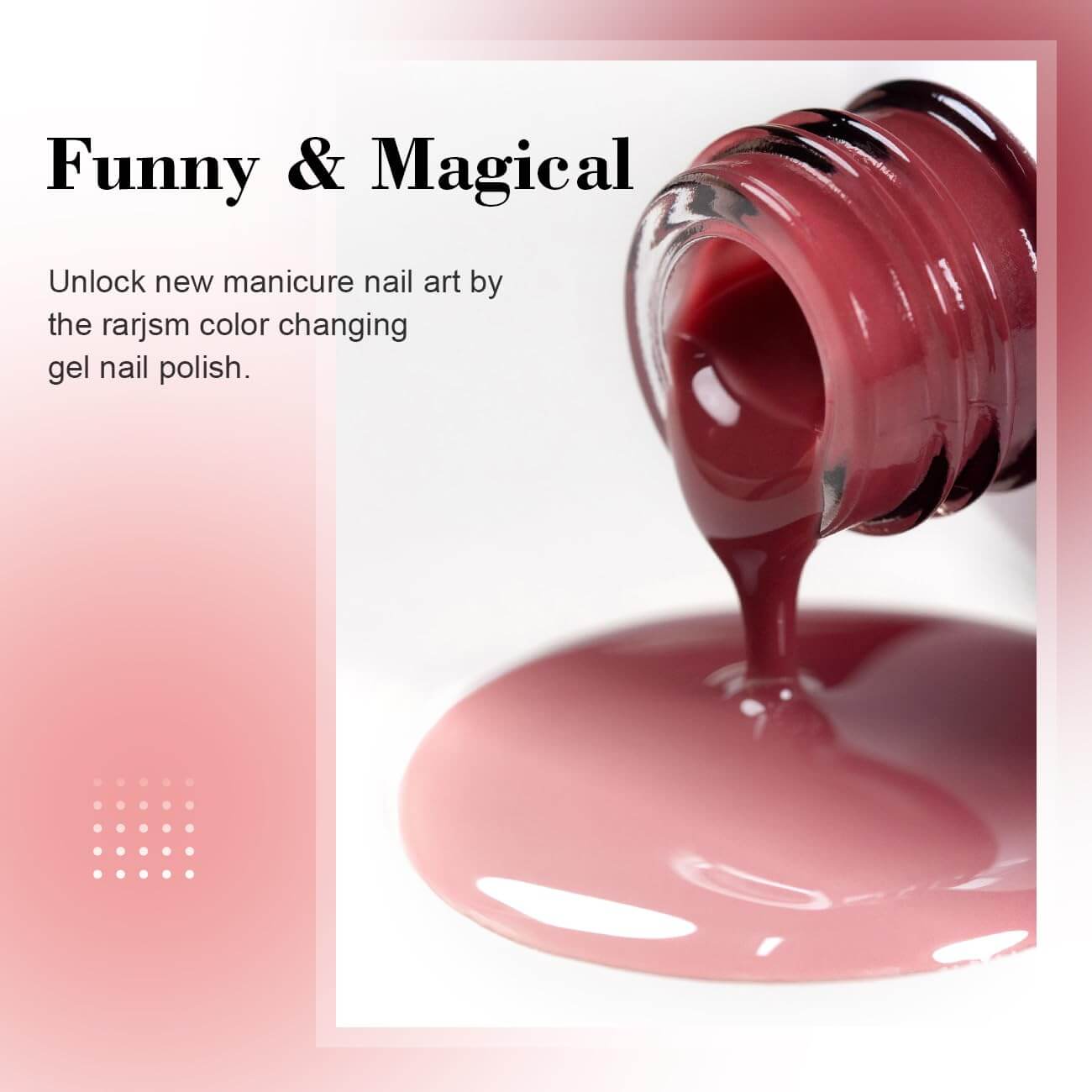 RARJSM ®Burgundy Red to Pink color changing gel nail polish