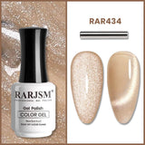 RARJSM ®Champagne Gold Velvet french Jelly Cat Eye Gel Polish 15ml
