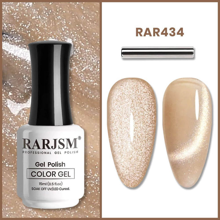 RARJSM ®Champagne Gold Velvet french Jelly Cat Eye Gel Polish 15ml