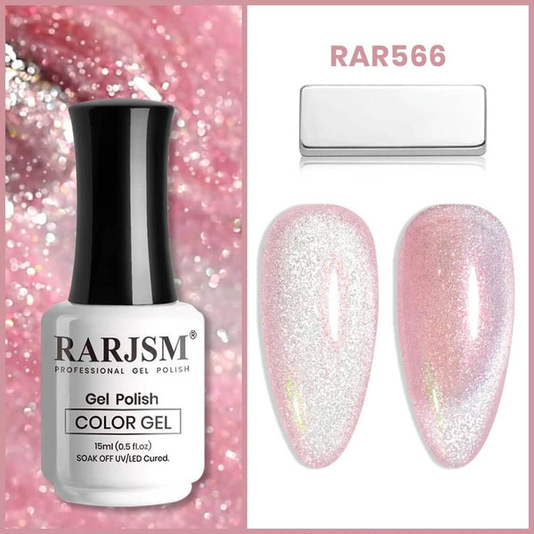 RARJSM ®Champagne Pink Aurora Velvet Cat Eye Gel Polish 15 ml