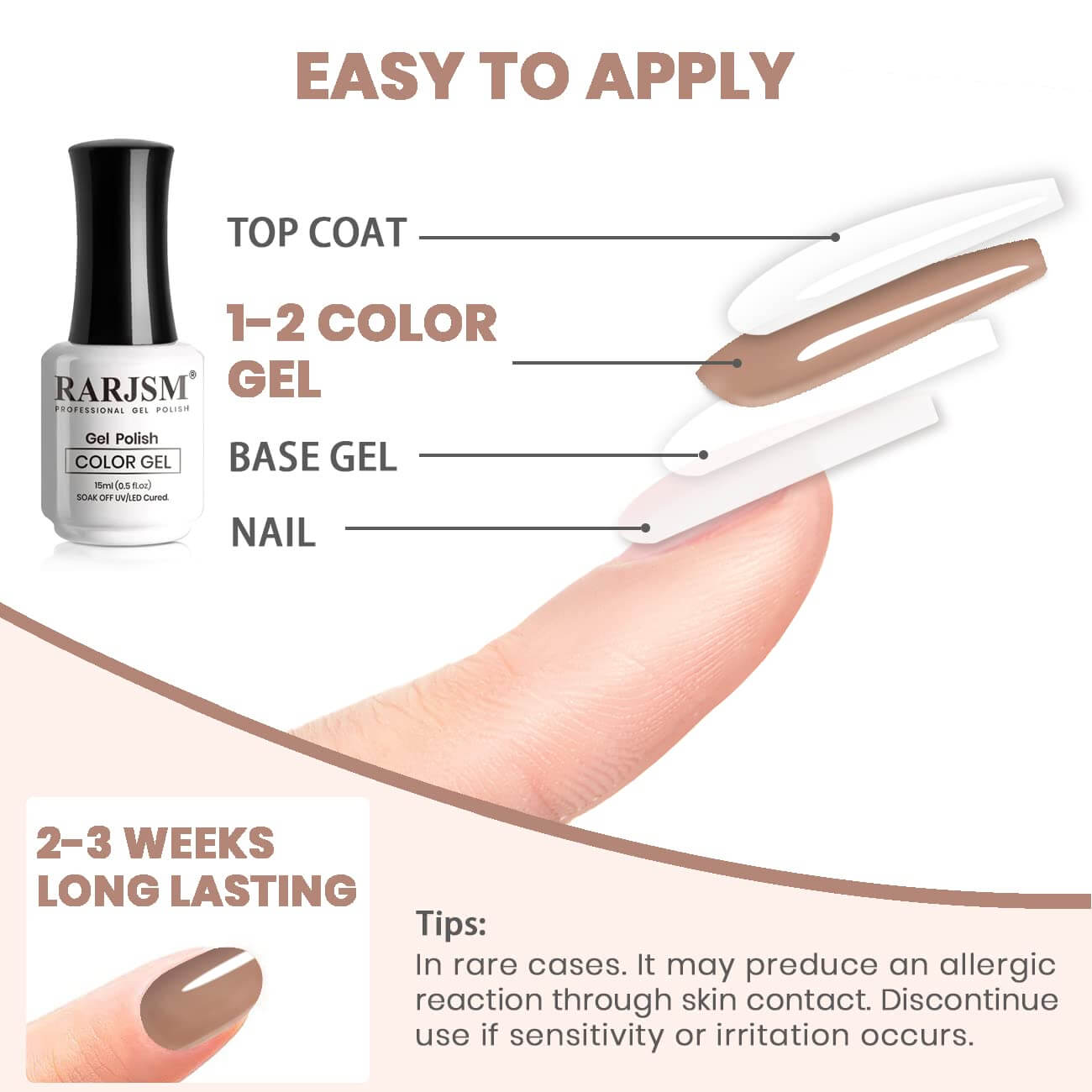 RARJSM ® Chocolate Brown Gel nail polish 15ml #383