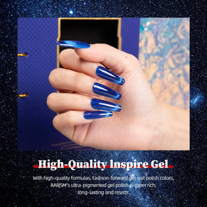 Christmas Blue Cat Eye Nails Winter Magic Shimmer