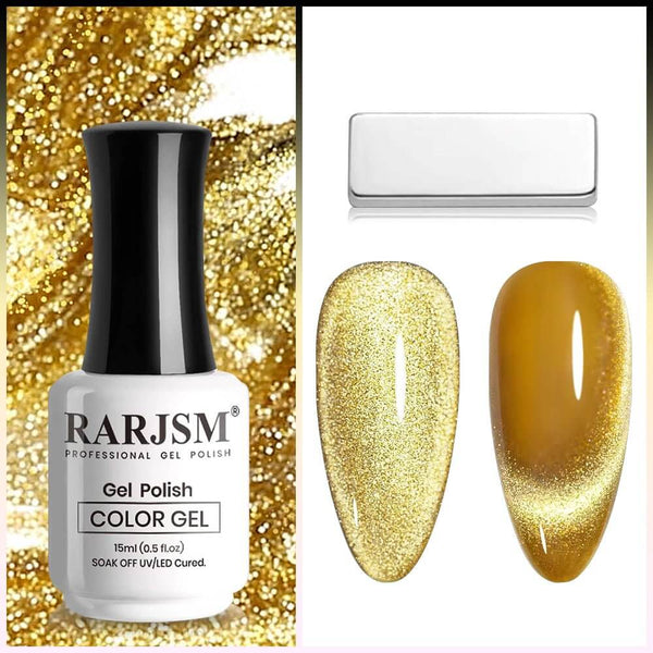 RARJSM ®Christmas Gold Glitter Shiny Cat Eye Gel Polish 15ml