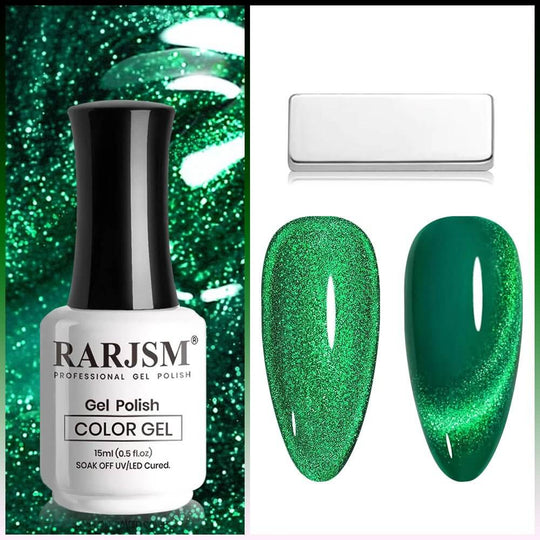 Green Glitter Shiny Cat Eye Gel Polish TPO HEMA Free 15ml #733