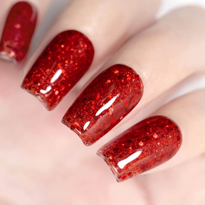 RARJSM ® Christmas Sparkly Red Shimmer Glitter Gel Nail Polish
