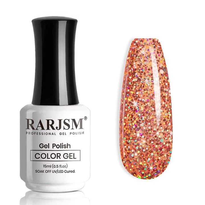 RARJSM ® Christmas Sparkly Rose Gold Diamond Glitter Gel Nail Polish