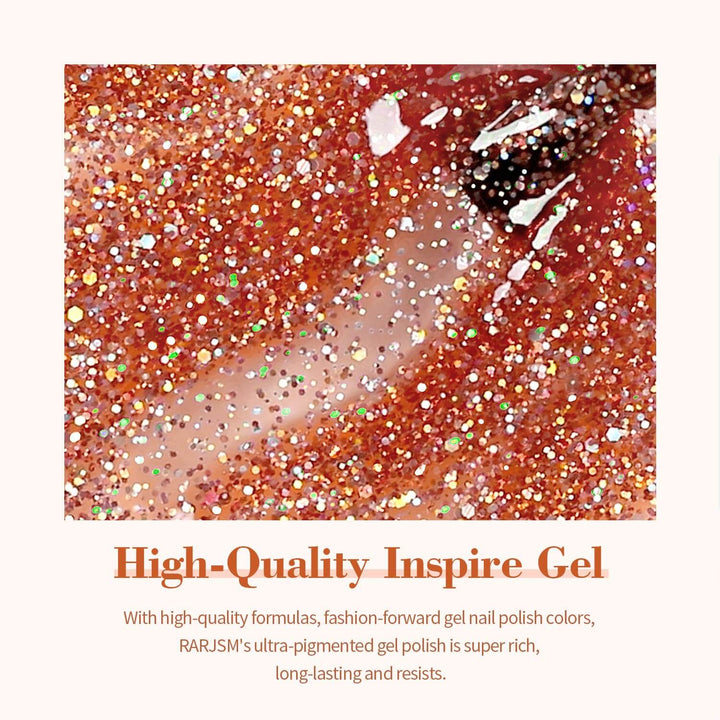 RARJSM ® Christmas Sparkly Rose Gold Diamond Glitter Gel Nail Polish