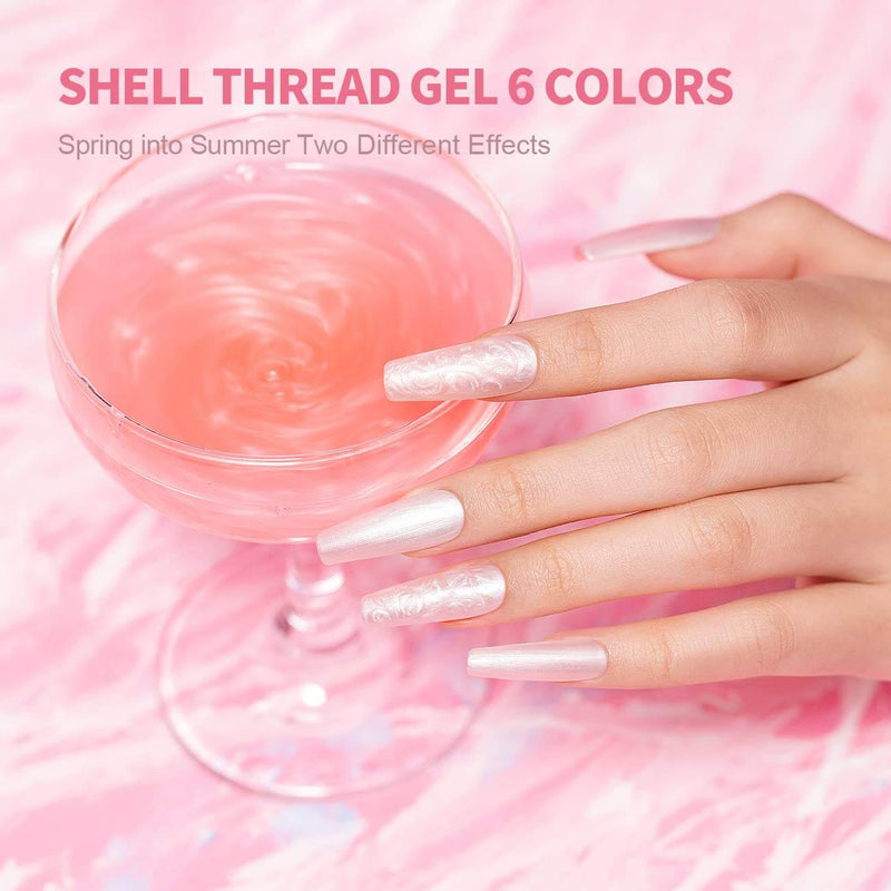 RARJSM® Classic Series Thread Pearl Gel Nail Polish 6 Colors Set