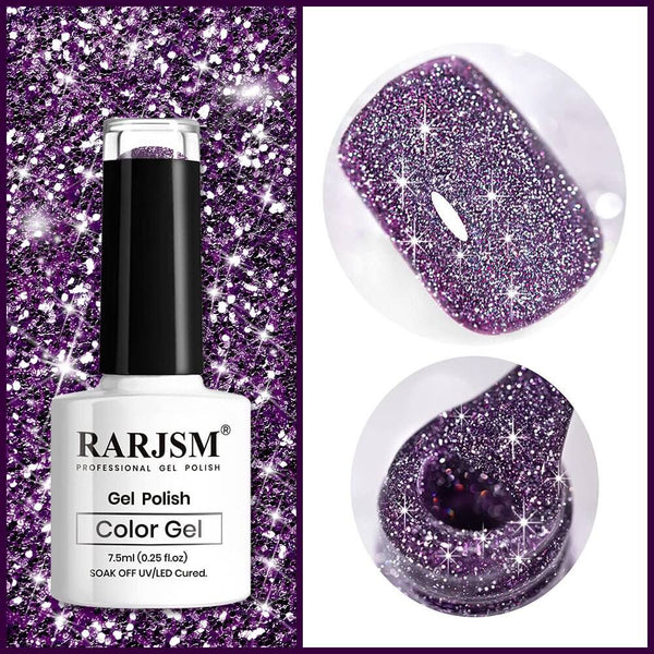 Dark Purple Sparkle Color | RARJSM ®Reflective Glitter Gel Nail Polish | 7.5ml #86