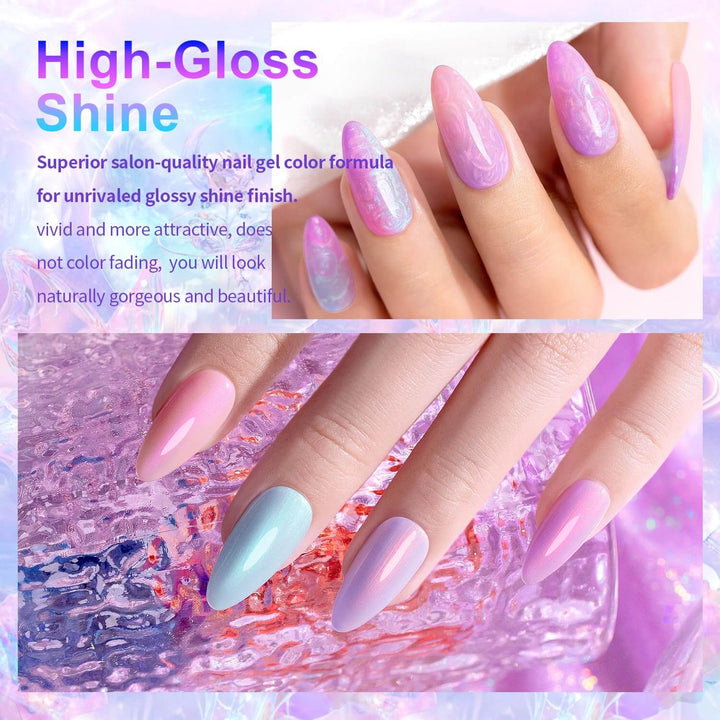Rarjsm Fantasy Purple, pink & blue series Thread pearl gel nail polish